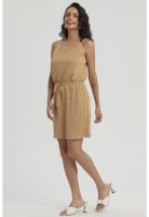 Vestido Mujer Corto Cordón Camel
