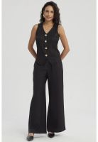 Polera Mujer Textura Aplicación Negro