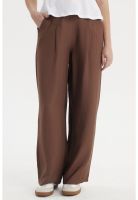 Pantalón Mujer Wide Leg Viscosa Pretina Cordón Café