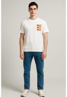 Polera Hombre Doble Print Blanco