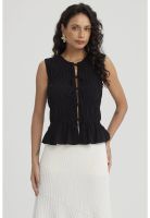 Blusa Mujer Lazos Delanteros Negro