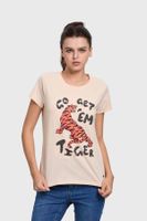 Polera Mujer Básica Print Beige - ll