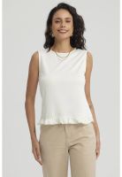 Polera Mujer Basta Con Vuelos Crema