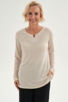 Polera Mujer Lisa Manga Roll Up Beige