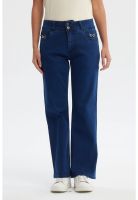Jeans Mujer Flare Tiro Alto Azul - lV