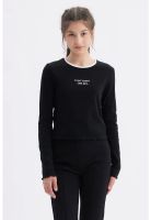 Polera Niña Rib Cuello Negro