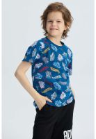 Polera Niño Full Print Petróleo