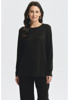 Sweater Mujer Strass Negro
