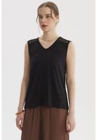 Polera Mujer Tape En Hombro Negro