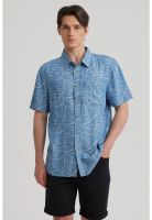 Camisa Hombre Print Azul Claro