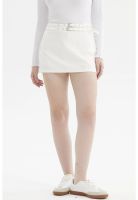 Falda Mujer Doble Cinturón Pinzas Crudo