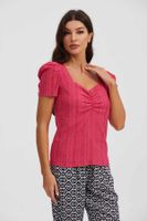 Polera Mujer Escote Corazón Coral