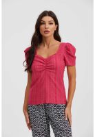 Polera Mujer Escote Corazón Coral