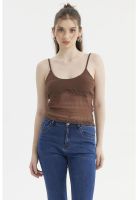 Peto Mujer Pabilo Lazo Escote Café Oscuro