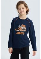 Polera Niño Print Relieve Azul Oscuro