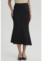Falda Mujer Larga Pretina Elasticada Con Textura Negro
