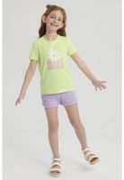 Polera Niña Básica Estampada Verde - ll