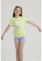 Polera Niña Básica Estampada Verde - ll