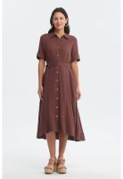 Vestido Mujer Camisero Con Cinturón Café Claro