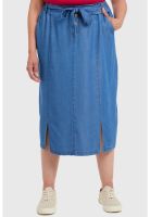 Falda Tencel Con Botones Azul