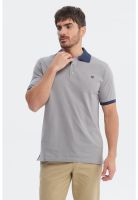 Polera Hombre Slim Cuello Camisero Gris