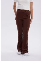 Calza Mujer Flare Piping Delantero Café Oscuro