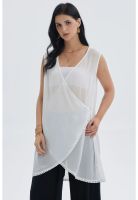 Polera Mujer Cruzada Crudo