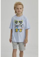 Polera Niño Con Print Celeste