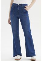 Jeans Mujer Flare Bolsillo Azul Oscuro- ll