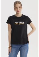 Polera Mujer Print Posiiconal Negro