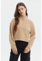 Polerón Mujer Slim Half Zipper Beige