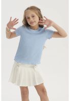 Polera Niña Con Textura Celeste