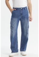Jeans Hombre Calce Recto Cargo Bolsillo Azul