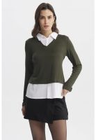 Sweater Mujer Blusa Falsa Y Faldon Verde