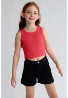 Polera Niña Textura Tipo Peto Fucsia