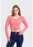 Polera Mujer Canalé Recogido Coral