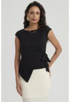 Polera Mujer Con Bote Escote Cruz Negro