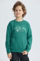 Polerón Niño Cerrado Con Relieve Verde