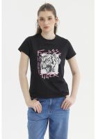 Polera Mujer Básica Negro / Fucsia