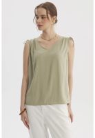 Blusa Mujer Blusa Amarra Aplicación Verde