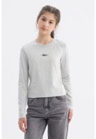 Polera Niña Costuras Gris Melange