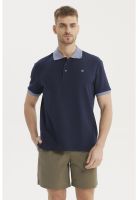 Polera Hombre Pique Wafle Con Botones Azul Marino