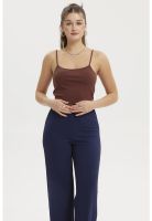 Polera Peto Mujer Crop Rib Café