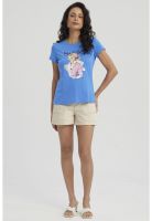 Polera Mujer Print Mujeres Con Aplicación Azulino