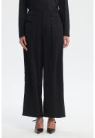 Pantalón Mujer Calce Recto Y Cintura Elástica Negro