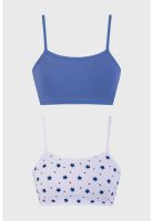 Sostén Mujer Bipack Liso Mini Print Celeste
