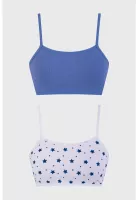 Sostén Niña Bipack Liso Mini Print Celeste