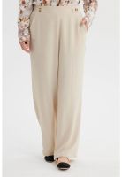 Pantalón Mujer Crep Botones Beige Claro