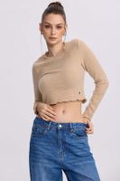Sweater Mujer Crop Beige