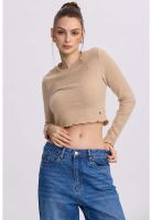 Sweater Mujer Crop Beige